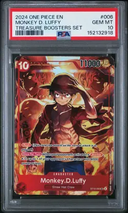 MONKEY D LUFFY ST10-006 PSA 10 GEM MINT One Piece TREASURE BOOSTERS SET English - Image 1