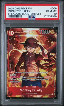 MONKEY D LUFFY ST10-006 PSA 10 GEM MINT One Piece TREASURE BOOSTERS SET English - Image 1