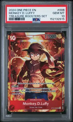 MONKEY D LUFFY ST10-006 PSA 10 GEM MINT One Piece TREASURE BOOSTERS SET English - Image 1