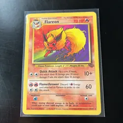Pokemon TCG Flareon Card 19/64 Jungle Unlimited Rare Non-Holo NM - Image 1