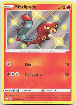 Pokemon TCG Sizzlipede Shining Fates: Shiny Vault Shiny Holo Rare SV018/SV122 - Image 1