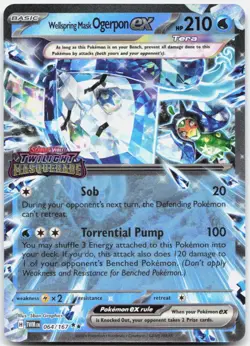 Pokemon TCG Wellspring Mask Ogerpon ex (Twilight Masquerade Stamp)064/167 Holo - Image 1