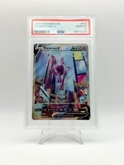 2022 POKEMON GO ALTERNATE FULL ART MEWTWO V 072/078 PSA 10 - Image 1