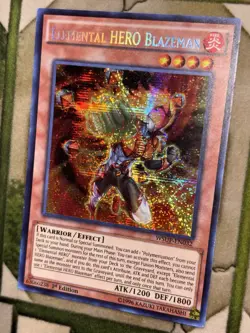 YuGiOh ELEMENTAL HERO BLAZEMAN Prismatic Secret Rare WSUP-EN032 - Image 1
