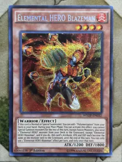 YuGiOh ELEMENTAL HERO BLAZEMAN Prismatic Secret Rare WSUP-EN032 - Image 2