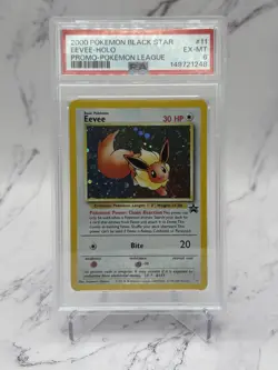 2000 POKEMON PROMO BLACK STAR POKEMON LEAGUE #11 EEVEE-HOLO PSA 6 - Image 1