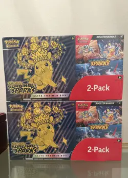 Pokemon S&V Surging Sparks ETB + Booster Bundle Costco 2pack Original lot of 2 - Image 1