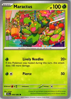 Maractus Black Bolt 008/086 Common Pokemon Near Mint - Image 1