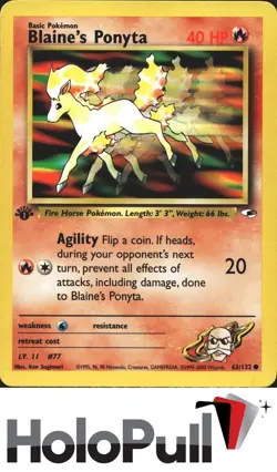 Pokemon TCG Gym Heroes Blaine's Ponyta #063/132 1st Edition - Image 1