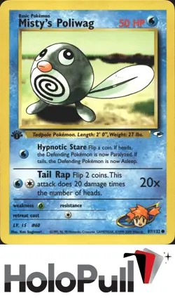 Pokemon TCG Gym Heroes Misty's Poliwag #087/132 1st Edition - Image 1