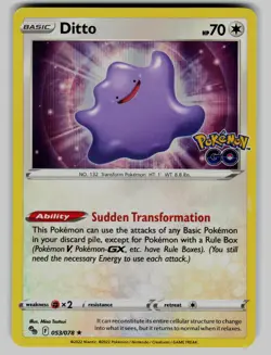 Ditto 053/078 Holo Rare Pokemon GO Pokemon Holo Lightly Played - Image 1