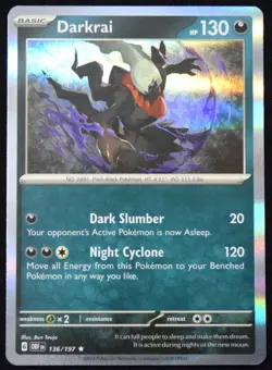 Pokemon TCG Darkrai 136/197 2023 Obsidian Flames Holo Rare Card - NM - Image 1