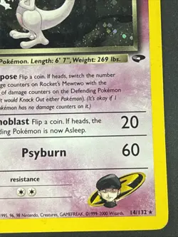 Rocket's Mewtwo ⭐ 14/132 Holo Rare SWIRL Gym Challenge 2000 Pokemon - Image 4