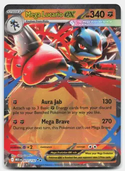 Mega Lucario ex 077/132 Double Rare Mega Evolution Pokemon Near Mint - Image 1