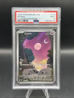MUNNA 116/086 - 2025 POKEMON BLK EN-BLACK BOLT ILLUSTRATION RARE #116 - PSA 9 - Image 1