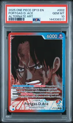 One Piece - OP13-002 Alternate Art Leader - Portgas.D.Ace - PSA 10 - Image 1