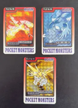 1997 Bandai Carddass Legendary Birds Trio Set #144/145/146 Pokemon Cards Vintage - Image 1