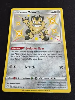 Galarian Meowth Shiny Vault Rare - POKEMON CARD - Shining Fates SV086/SV122 NM - Image 1