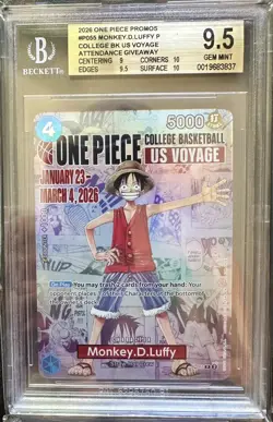 2026 One Piece Monkey D. Luffy College Basketball US VOYAGE Promo Card BGS 9.5 - Image 1