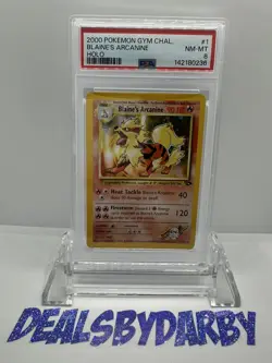 2000 Pokemon BLAINE'S ARCANINE Gym Challenge HOLO RARE Card 1/132 SWIRL - PSA 8 - Image 1