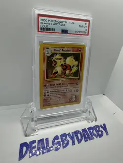 2000 Pokemon BLAINE'S ARCANINE Gym Challenge HOLO RARE Card 1/132 SWIRL - PSA 8 - Image 3