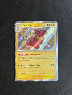 Pawmot NM Baby Shiny 144/091 SV: Paldean Fates Pokemon TCG Holo - Image 1
