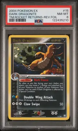 Pokemon card-Dark Dragonite Reverse Holo 15/109-PSA NM 8-EX Team Rocket Returns - Image 1