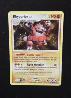 Rhyperior 12/130 Holo Rare Pokemon Diamond and Pearl TCG 2007 - Image 1