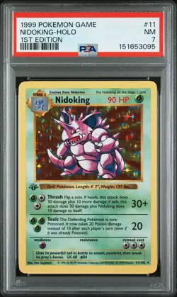 1999 POKEMON BASE SET 1ST EDITION #11 NIDOKING-HOLO PSA 7 - Image 1