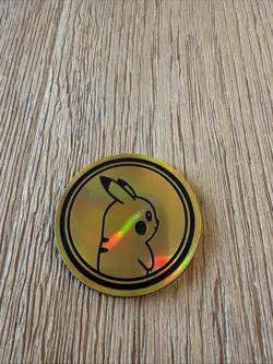 Unplayed Pokemon Pikachu Rainbow Holo Gold Coin - 2022 Pokemon GO TCG Jumbo - Image 1