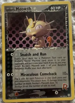 Rocket's Meowth 46/109 MP Non Holo Team Rocket Returns Pokemon Card! - Image 1