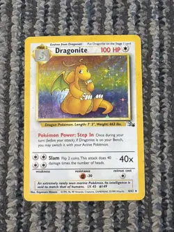 1999 WOTC Pokemon FOSSIL DRAGONITE HOLO 4/62 #4 HP POOR - Image 1
