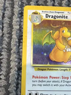 1999 WOTC Pokemon FOSSIL DRAGONITE HOLO 4/62 #4 HP POOR - Image 4