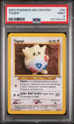 2002 Pokemon Neo Destiny Togepi PSA 9 #56 Mint - Image 1