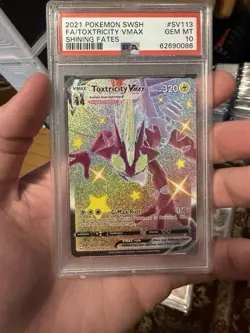 PSA 10 - POKEMON SWORD & SHIELD SHINING FATES SV113 TOXTRICITY VMAX - Image 1