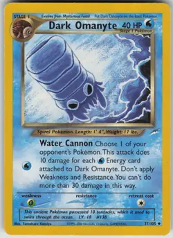 Pokemon TCG Dark Omanyte Uncommon Neo Destiny 037/105 - Image 1