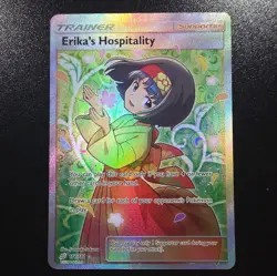 Pokemon SM Team Up #174/181 Erika's Hospitality Holo Foil Card Full Art NM - Image 1