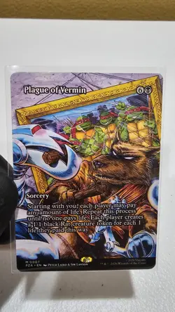 Plague of Vermin (Borderless) 0007 TMNT MTG NM Reg - Image 1