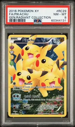 2016 POKEMON XY GENERATIONS RADIANT COLL #RC29 FULL ART/PIKACHU PSA 8 - Image 1