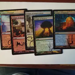 Magic The Gathering - 5x Signed Foil Temple - Mystery, Triumph, Epiphany + - Image 1