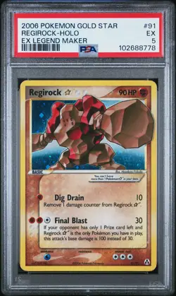 PSA 5 REGIROCK GOLD STAR 91/92 | EX Legend Maker Holo Pokemon Card - Image 1