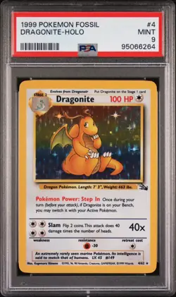 PSA 9 DRAGONITE HOLO 1999 POKEMON FOSSIL #4/62 - Image 2