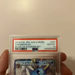 2018 POKEMON JAPANESE SUN & MOON EEVEE GX STARTER SET #007 VAPOREON GX PSA 10 - Image 2