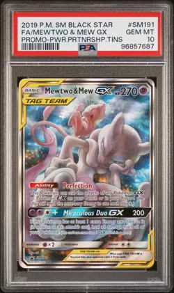 Pokemon Mewtwo & Mew GX Power Partnership Tin Promo #SM191 PSA 10 Gem Mint - Image 1