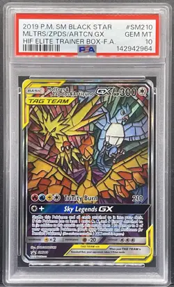 2019 Pokemon Black Star #SM210 Moltres Zapdos Articuno Glass PSA 10 - Image 1