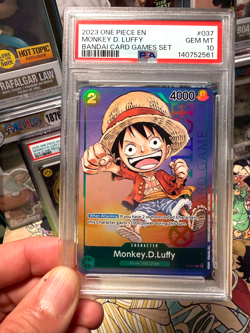 Monkey D. Luffy P-037 PR RARE Gen Con Foil 2023 One Piece Card English PSA 10 - Image 1