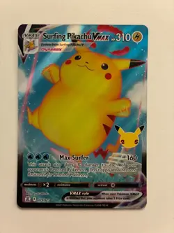 Pokemon Cards: Surfing Pikachu VMAX 009/025 Celebrations Holo - Image 1