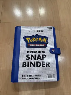 Ultra PRO Pokemon 4 Pocket Premium Snap Binder Blue Premium Leatherette Cover - Image 1