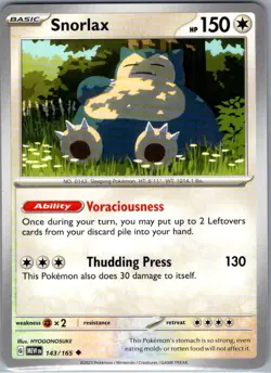 Snorlax 143/165 Non Holo SV: Scarlet & Violet 151 - Pokemon Card - NM - Image 1