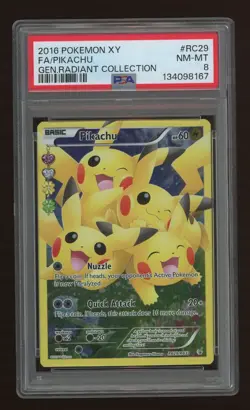 2016 POKEMON XY GENERATIONS RADIANT COLL #RC29 FULL ART/PIKACHU PSA 8 - Image 1